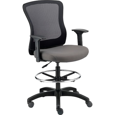 Global Industrial Mesh Back Task Stool, Padded Armrests, Gray 695964
